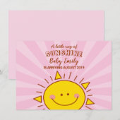 Faire-part Cute Little Ray of Sunshine Rose Baby Arrival (Devant / Derrière)