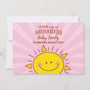Faire-part Cute Little Ray of Sunshine Rose Baby Arrival