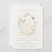 Faire-part Cute Pastel Baby Mum Bunny Floral Wreath Baby (Devant)