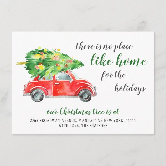 Faire-part Cute Red Christmas Farm Camion Rustic Moving (Devant)