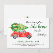 Faire-part Cute Red Christmas Farm Camion Rustic Moving (Devant / Derrière)