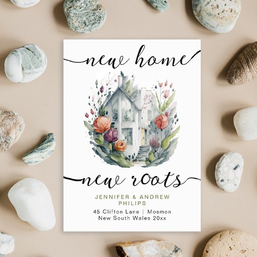 Faire-part Cute Retro Moving New Home Aquarelle Calligraphie