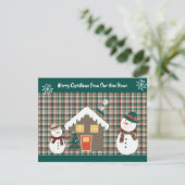 Faire-part Cute Snowmen et Cosy Maison de vacances Déménageme (Debout devant)