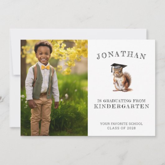 Faire-part Cute Squirrel Kindergarten Graduation (Devant)