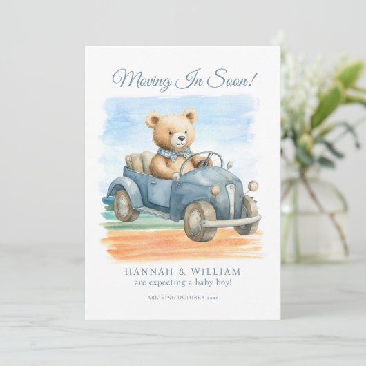 Faire-part Cute Teddy Bear Boy Pregnancy (Debout devant)