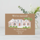 Faire-part Cute Watercolor House Nous avons déménagé Nouvelle (Debout devant)