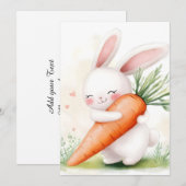 Faire-part Cute Watercolor Spring Bunny Carrot (Devant / Derrière)
