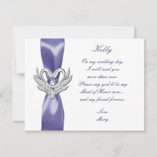 Faire-part Cygnes Argent Bleu Violet Demoiselle d'Honneur Car
