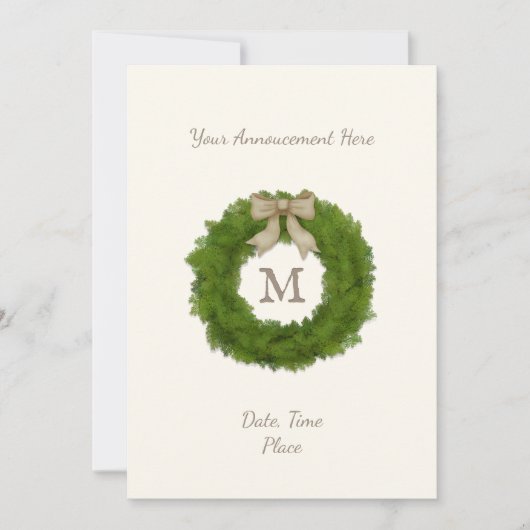 Faire-part Cypress À feuillage persistant Wreath monogramme P (Devant)