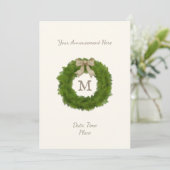 Faire-part Cypress À feuillage persistant Wreath monogramme P (Debout devant)