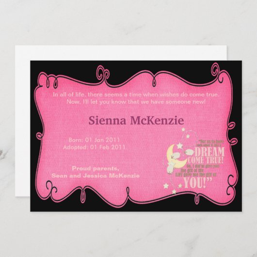 Faire-part d'adoption (Devant / Derrière)