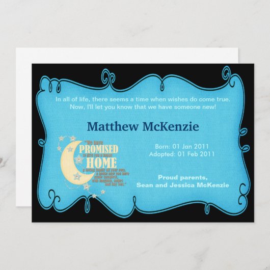 Faire-part d'adoption (Devant / Derrière)