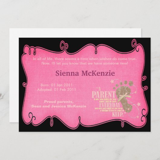 Faire-part d'adoption (Devant / Derrière)