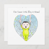 Faire-part d'adoption chinoise pour garçons (Devant / Derrière)