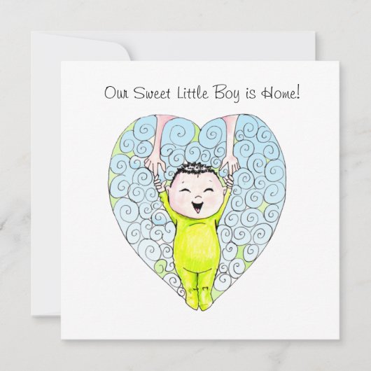 Faire-part d'adoption chinoise pour garçons (Devant)