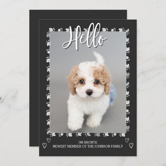 Faire-part d'adoption de chien chiot moderne (Devant / Derrière)