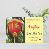 Faire-part d'adoption de la lanterne rouge chinois (Debout devant)