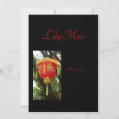 Faire-part d'adoption de la lanterne rouge chinois (Dos)