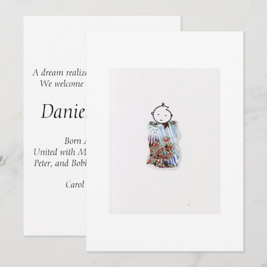 Faire-part d'adoption du visage doux (Devant / Derrière)