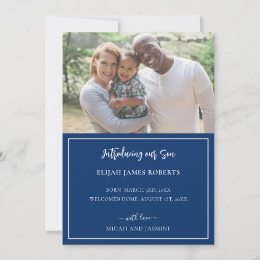 Faire-part d'adoption Marine et White Stripe (Devant)