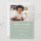 Faire-part d'adoption Sage vert et blanc bande (Devant)