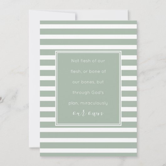 Faire-part d'adoption Sage vert et blanc bande (Dos)