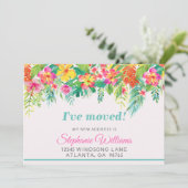 Faire-part d'adresse Tropical Floral New Address (Debout devant)