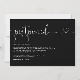 Faire-part Dainty Script Black Mariage Postponction