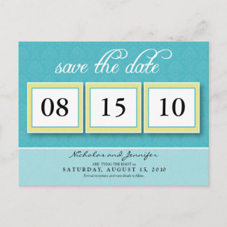 Faire-part Damask Box Trio Enregistrer la date Carte postale 
