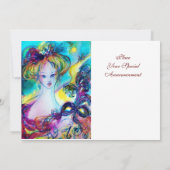 Faire-part DAME AVEC MASQUE / Bal mascarade vénitienne (Dos)