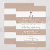 Faire-part d'ancre rayé marron taupe et blanc (Devant / Derrière)