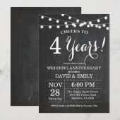 Faire-part d'anniversaire de mariage 4 ans Tableau (Devant / Derrière)