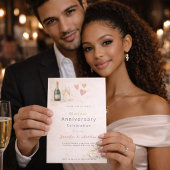 Faire-part d'anniversaire de mariage à coeurs en o