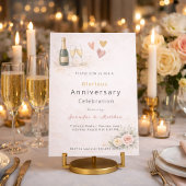 Faire-part d'anniversaire de mariage à coeurs en o