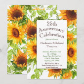 Faire-part d'anniversaire de mariage floral jaune (Devant / Derrière)
