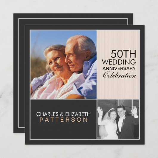 Faire-part d'anniversaire de mariage moderne Then  (Devant / Derrière)