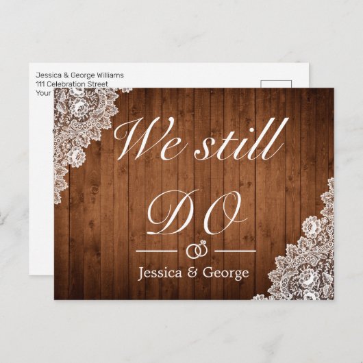 Faire-part d'anniversaire de mariage Rustic Wood & (Devant / Derrière)