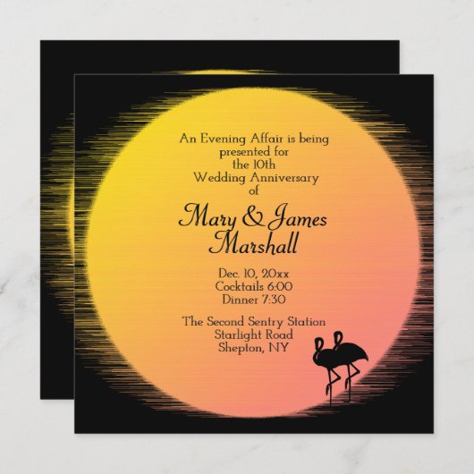 Faire-part d'anniversaire de mariage tropical (Devant / Derrière)