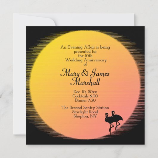 Faire-part d'anniversaire de mariage tropical (Devant)