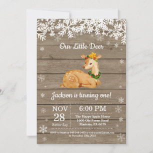 Faire-part d'anniversaire garçon hivernal cerf rus