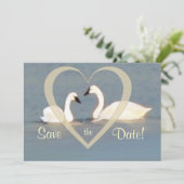 Faire-part d'annonce de date de mariage aux cygnes (Debout devant)