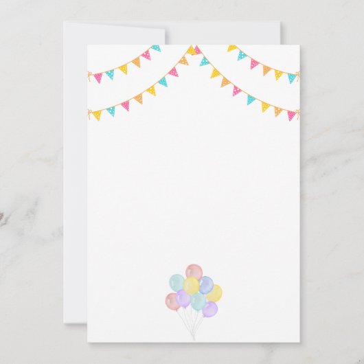 Faire-part d'annonce de fête avec ballons d'annive (Devant)