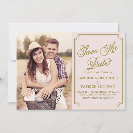 Faire-part d'annonce de mariage Blush & Gold Fanta (Devant)