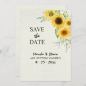 Faire-part d'annonce de tournesols pour la date de (Devant / Derrière)