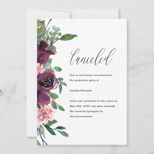 Faire-part d'annulation de la fête de graduation f (Devant)