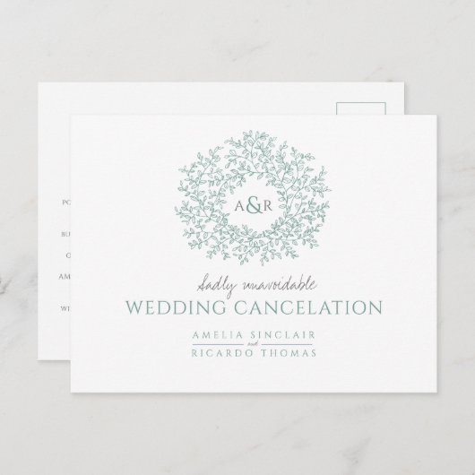 faire-part d'annulation de mariage au monogramme d (Devant / Derrière)