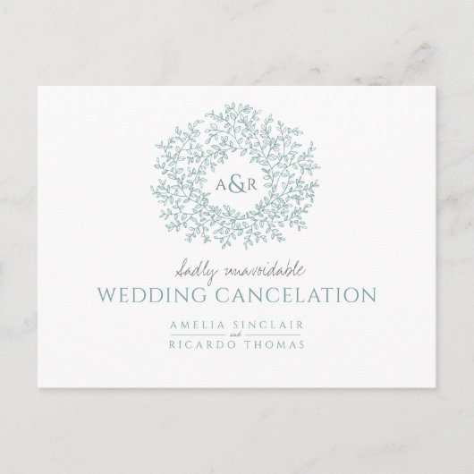 faire-part d'annulation de mariage au monogramme d (Devant)