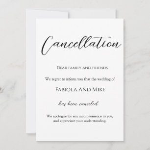 Faire-part d'annulation de mariage calligraphié mi