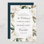 Faire-part d'annulation du mariage floral Magnolia (Devant / Derrière)