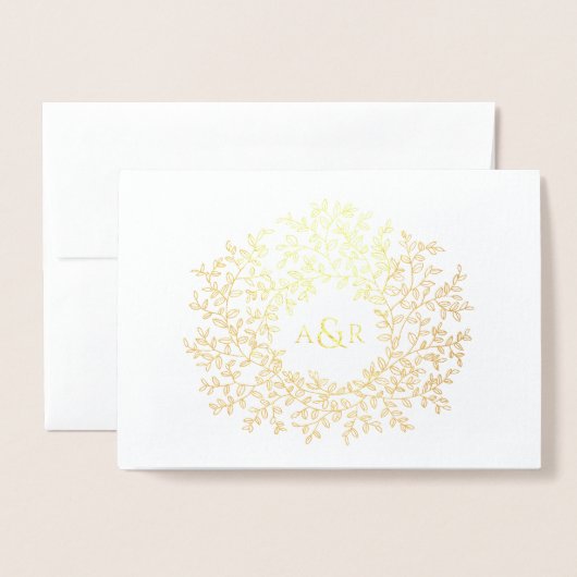 Faire-part d'annulation du mariage monogramme feui (Devant avec enveloppe)
